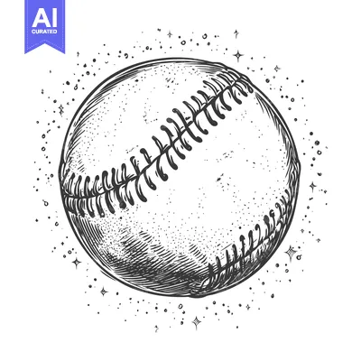 Aset premium populer: A Hand-Drawn Sketch of a Baseball with Stars
