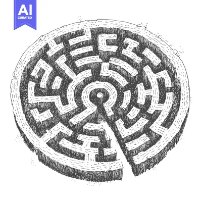 Aset desain premium: A Hand-Drawn Sketch of a Circular Maze