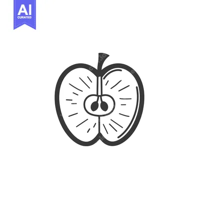 Premium design asset: A Hand-Drawn Sketch of a Halved Apple with Seeds