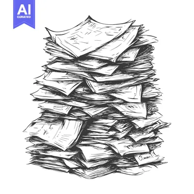 Popular premium asset: A Hand-Drawn Sketch of a Large Stack of Papers