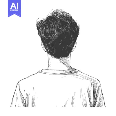 Popular premium asset: A hand-drawn sketch of a person from the back, with short, messy hair