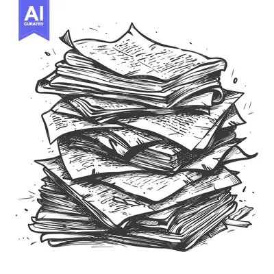 A Hand-Drawn Sketch of a Pile of Disorganized Papers