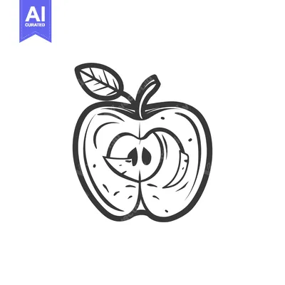 Premium design asset: A Hand-Drawn Sketch of a Sliced Apple with a Leaf