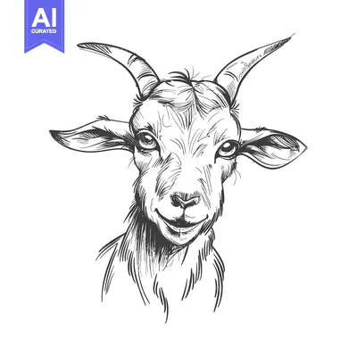 Popular premium asset: A Hand-Drawn Sketch of a Smiling Goat's Head