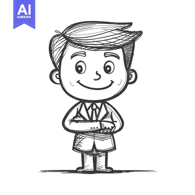 Premium design asset: A Hand-Drawn Sketch of a Smiling Man in a Suit
