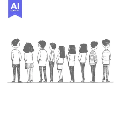 Popular premium asset: A Hand-Drawn Sketch of People Standing in Line