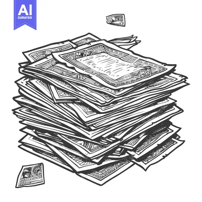 Aset desain premium: A Hand-Drawn Stack of US Dollar Bills