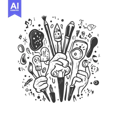 Premium design asset: A Handful of Art Supplies and Doodles