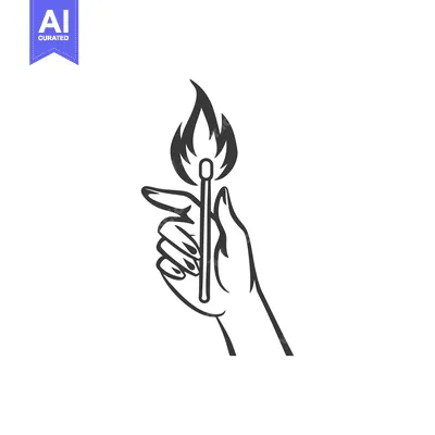 A Hand Holding a Lit Matchstick with a Flame