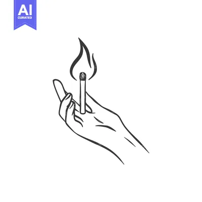 Aset desain premium: A hand holding a lit match with a flame