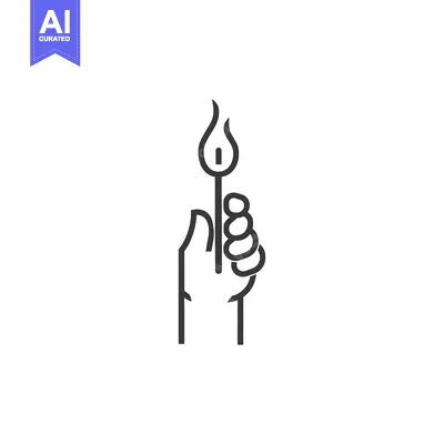 Popular premium asset: A hand holding a lit match with a flame on top
