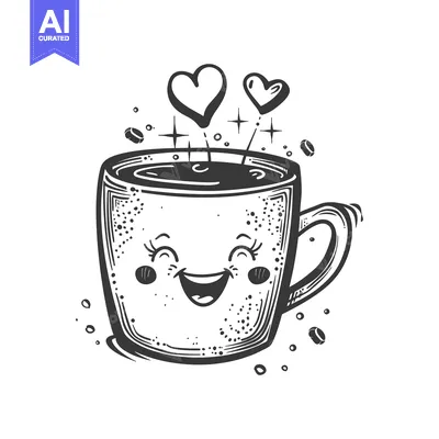 Popular premium asset: A Happy Coffee Cup with Hearts and Sparkle