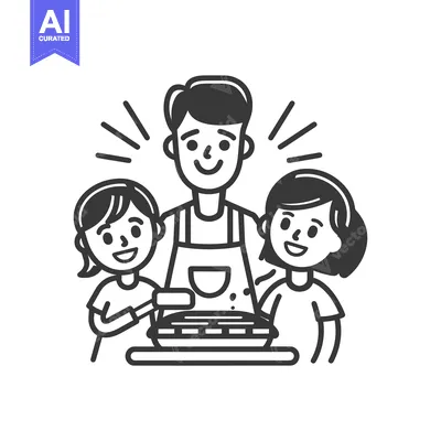 Aset desain premium: A Happy Family Baking Together