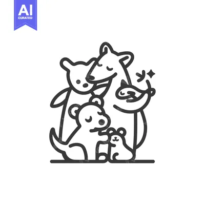Premium design asset: A Happy Family of Four Dogs Embracing Each Other