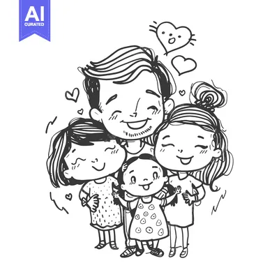 Aset premium populer: A Happy Family of Four Embracing With Hearts