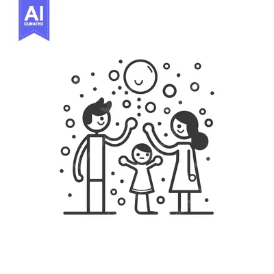 A Happy Family of Three with Smiling Bubble