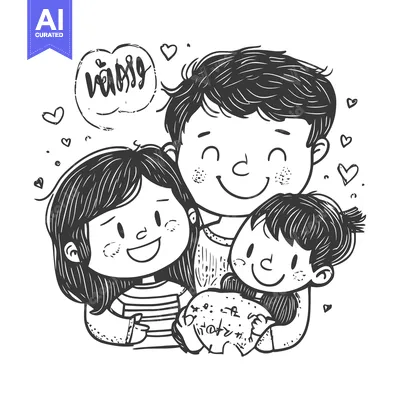 Aset premium populer: A happy family with a father, daughter, and son.
