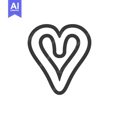 Premium design asset: A Heart-Shaped Outline with Multiple Concentric Curves