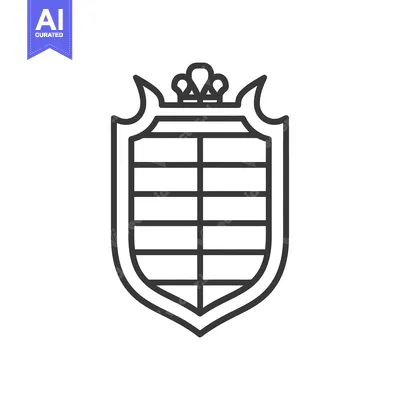 A heraldic shield with a crown on top, lined with a geometric pattern