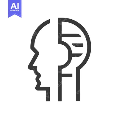 Premium design asset: A Human Head Divided into Two Sections, One Representing the Brain and