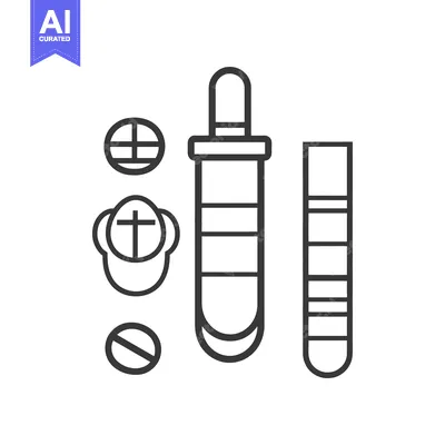 Premium design asset: A stylized drawing of a scientific lab equipment set