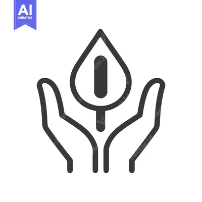 Aset premium populer: Two open hands cupping a stylized drop shaped element symbol