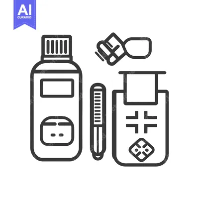 Aset premium populer: A vector illustration depicts medical items for health care