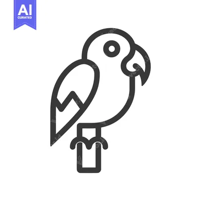 Popular premium asset: A simple outlined depiction of a parrot on a perch