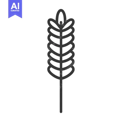 Aset premium populer: An abstract line drawing of a stalk of grain