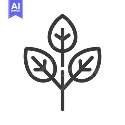 Aset desain premium: A simple icon of three leaves on a plant stem