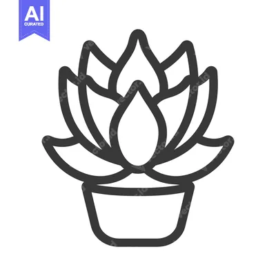 Aset premium populer: A simplified line drawing depicting a potted plant icon
