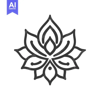 Aset premium populer: A symmetrical black and white drawing of a flower blossom