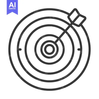 Aset desain premium: A simple black and white vector illustration of a target with an arrow