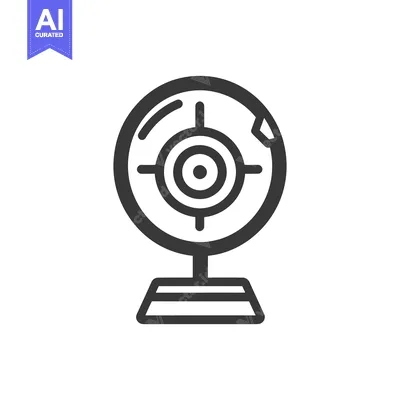 Aset desain premium: A simple black and white icon of a webcam device