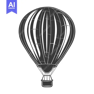 Aset desain premium: An illustrated hot air balloon floating against a white background