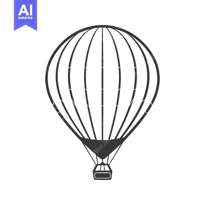 Premium design asset: A simple illustration depicts a hot air balloon in flight