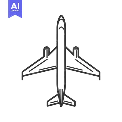 Aset desain premium: Simple line art illustration depicting an aircraft in flight