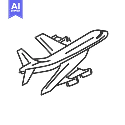 Aset desain premium: An airplane illustration depicting flight transportation through the s