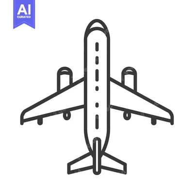 Aset premium populer: A simple overhead black and white airplane illustration with wings
