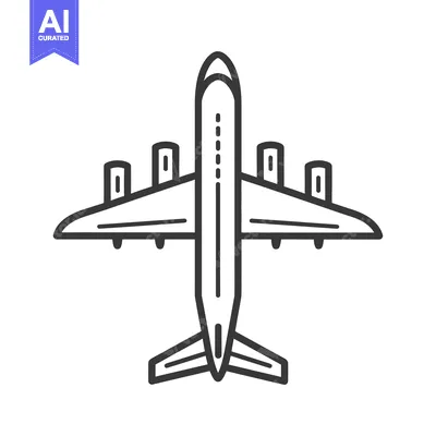 Aset premium populer: An overhead line drawing illustration of a four engine airplane