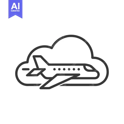 Popular premium asset: Airplane Icon in Cloud Outline, Travel Concept, Minimalist Design