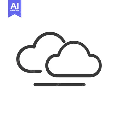 Aset premium populer: Minimalist Cloud Icon: Two Overlapping Shapes with Horizon Line, Weath