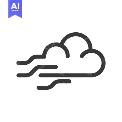 Popular premium asset: Stylized Wind Icon: Dark Gray Outline on White Background, Weather Sym
