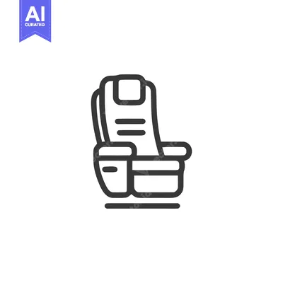 Aset premium populer: Minimalist Airplane Seat Icon with Cup Holder, Bold Outline Design