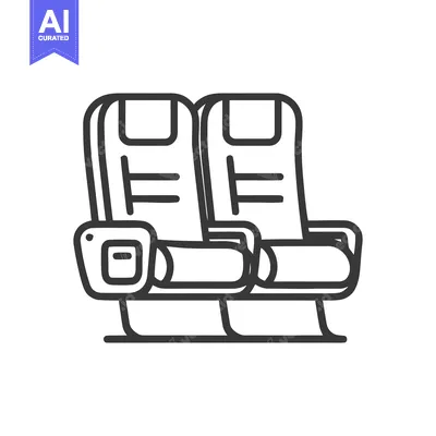 Aset desain premium: Airplane Seats Icon: Minimalist Line Art of Travel Comfort