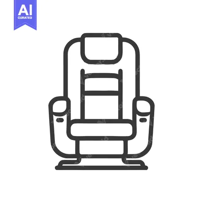 Aset desain premium: Minimalist Massage Chair Icon: Modern Relaxation Symbol in Bold Outlin