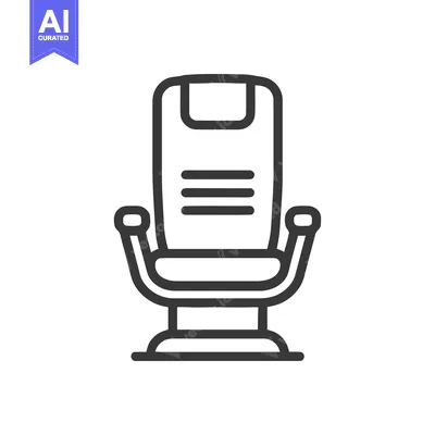 Aset premium populer: Minimalist Line Art: Swivel Chair Icon on White Background