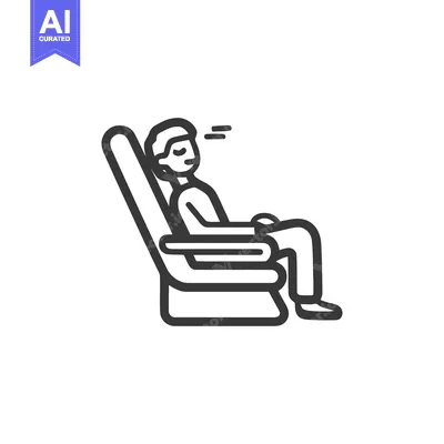 Aset premium populer: Minimalist Icon of Passenger Sleeping in Reclined Airplane Seat