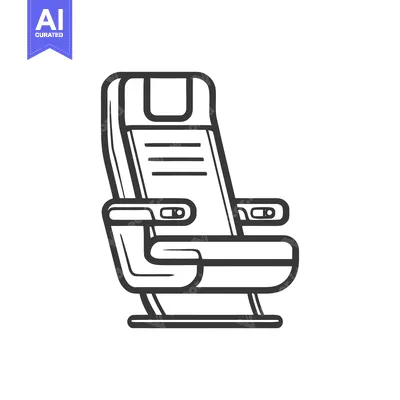 Aset premium populer: Airplane Seat Icon: Minimalist Black and White Travel Illustration