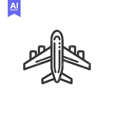 Aset premium populer: Airplane Icon: Minimalist Line Art of Commercial Jet